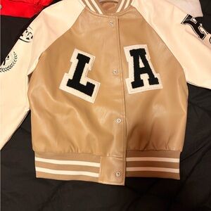 Tan and Cream Varsity Jacket